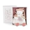 Doudou Gift Set Comfort Blanket Teddy Bear with Hat 25 cm Pink